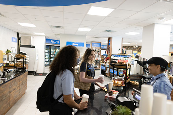 Rollins students grab a coffee and food on the go for a convenient breakfast.