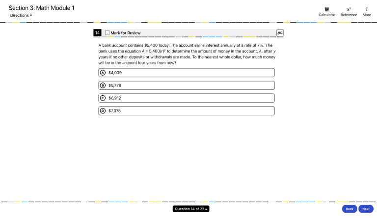 SAT Test Screenshot